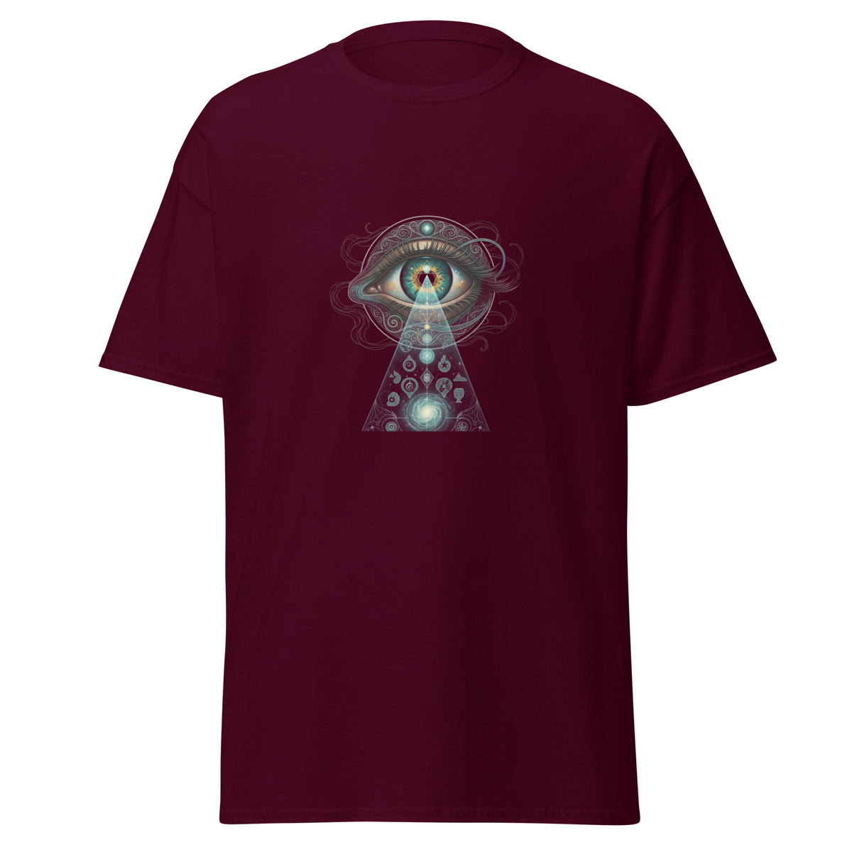 Front view of the maroon Eye Power shown without a model on a white background.