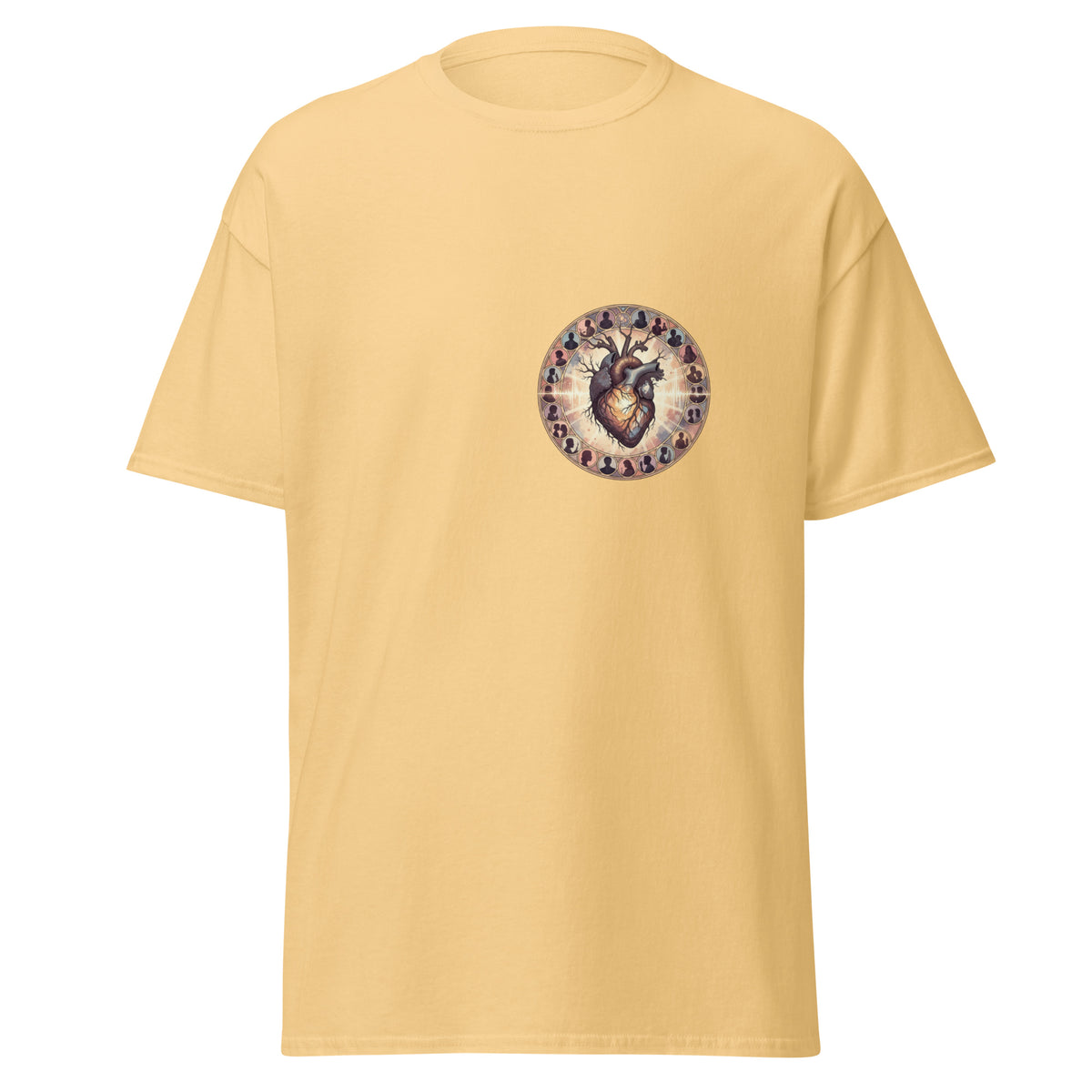Front view of the yellow haze Heart shown without a model on a white background.
