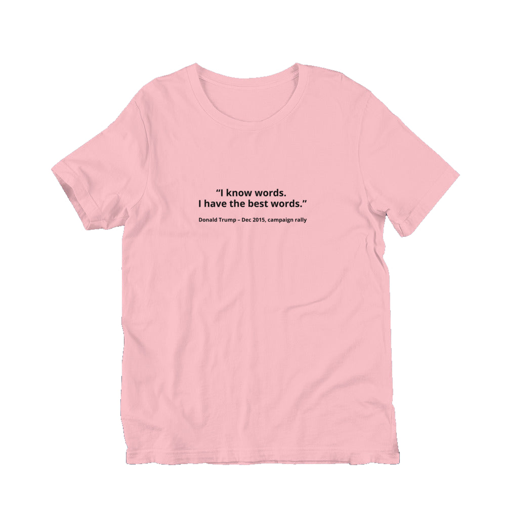 I know words. I have the best words - Donald Trump in pink — front view.