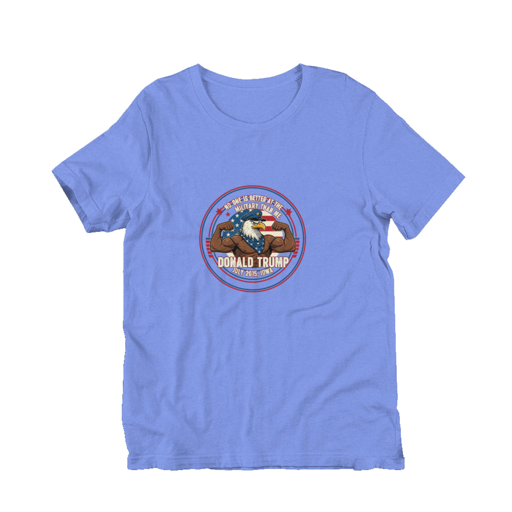 Trump Quotes 1 in heather columbia blue — front view.