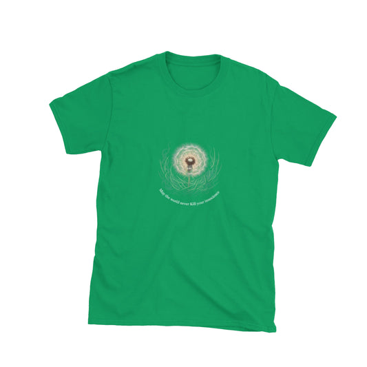 May The World Never Kill Your Innocence in irish green — front view.