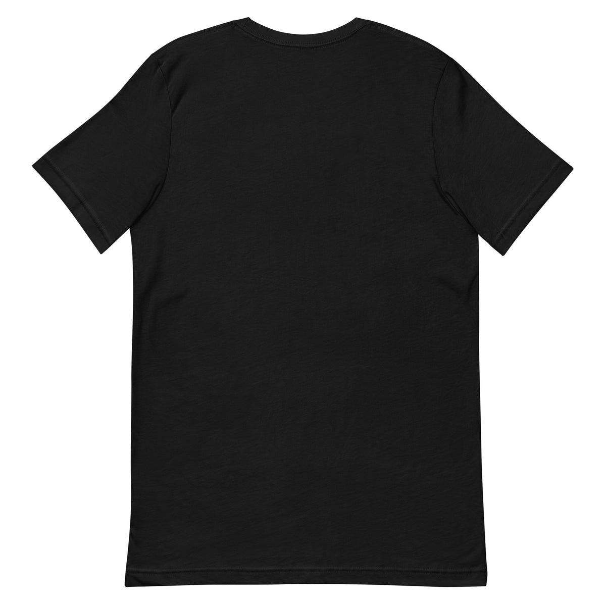 Plain black back of the Offline Sounds Better T-shirt, with no back print.