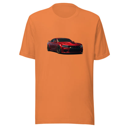 Front view of the burnt orange Charger + Challenger + Lambo shown without a model on a white background.