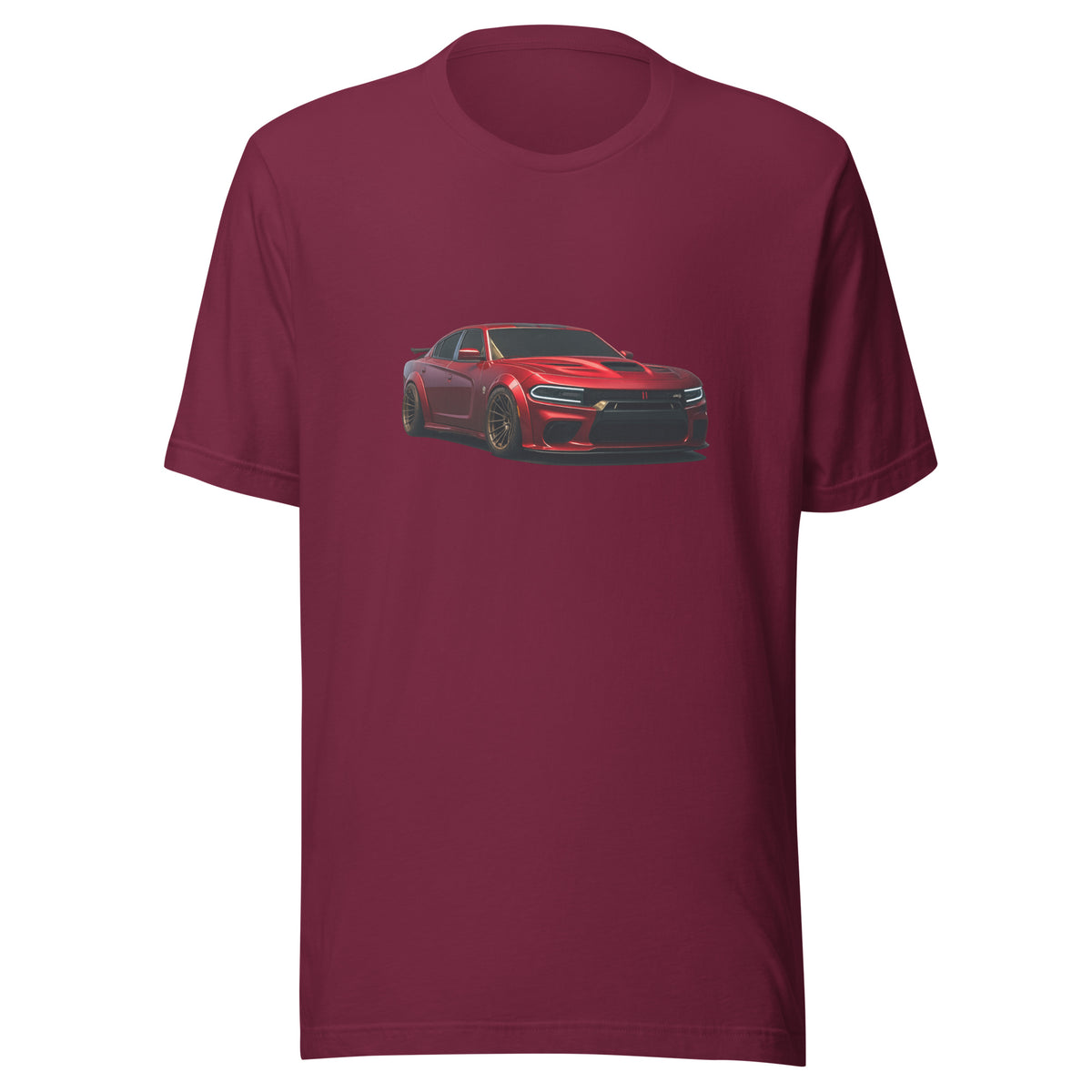 Front view of the maroon Charger + Challenger + Lambo shown without a model on a white background.
