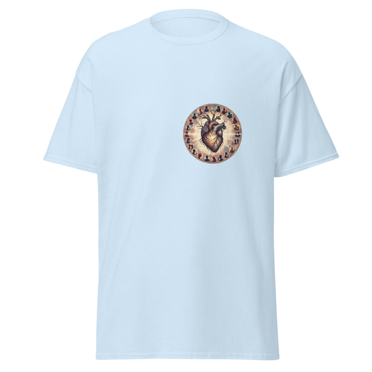 Front view of the light blue Heart shown without a model on a white background.