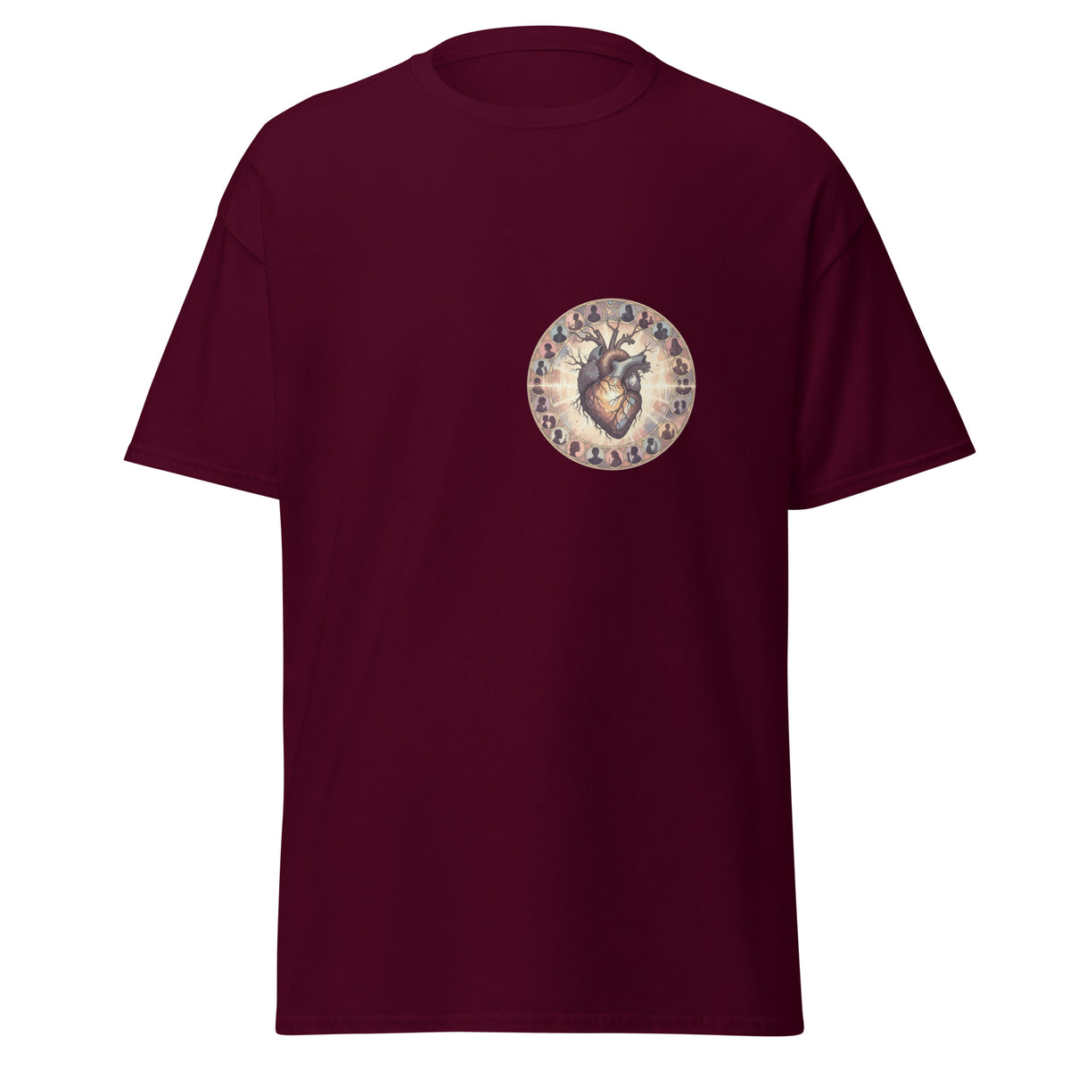 Front view of the maroon Heart shown without a model on a white background.