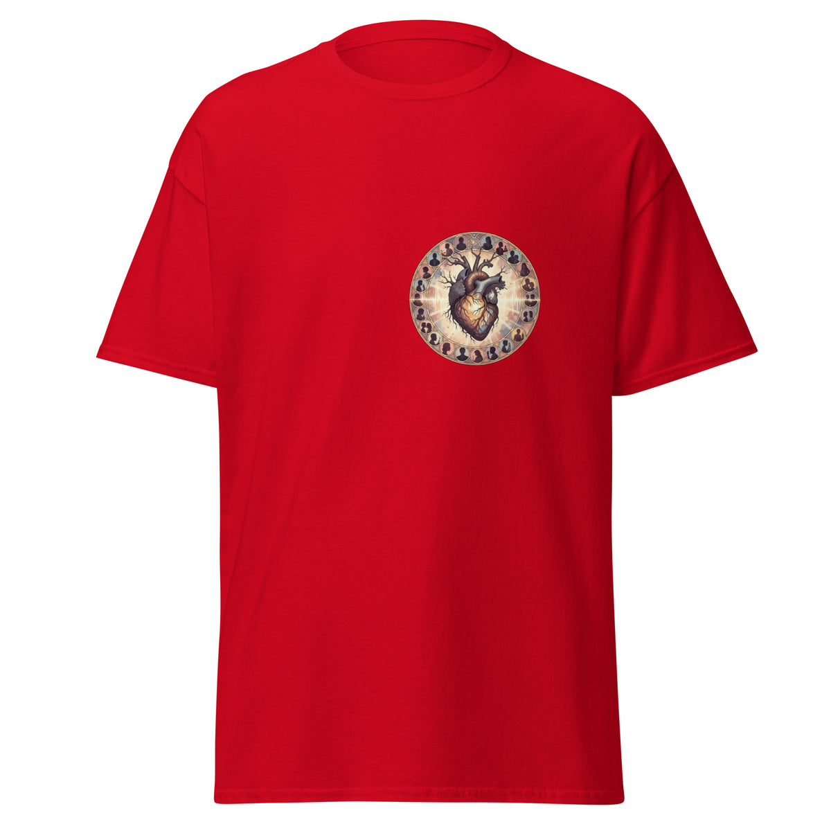 Front view of the red Heart shown without a model on a white background.