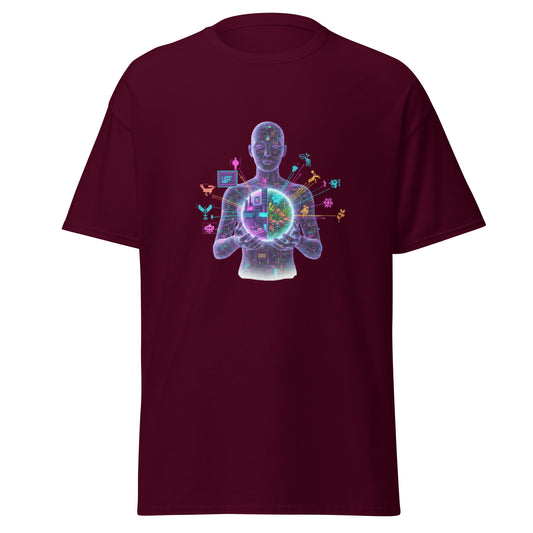 Front view of the maroon Retro-Future Empathy Core, shown without a model on a white background.