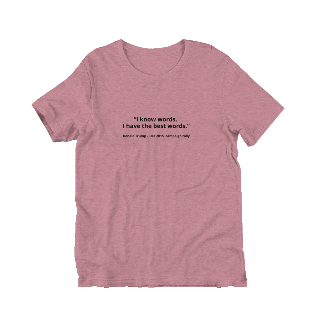 I know words. I have the best words  - Donald Trump in heather orchid — front view.