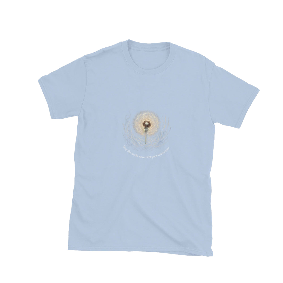 May The World Never Kill Your Innocence in light blue — front view.